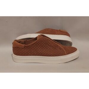 J Slides NYC Womens Brown Woven 100% Genuine Leather Loafers Slip-Ons Size 7.5